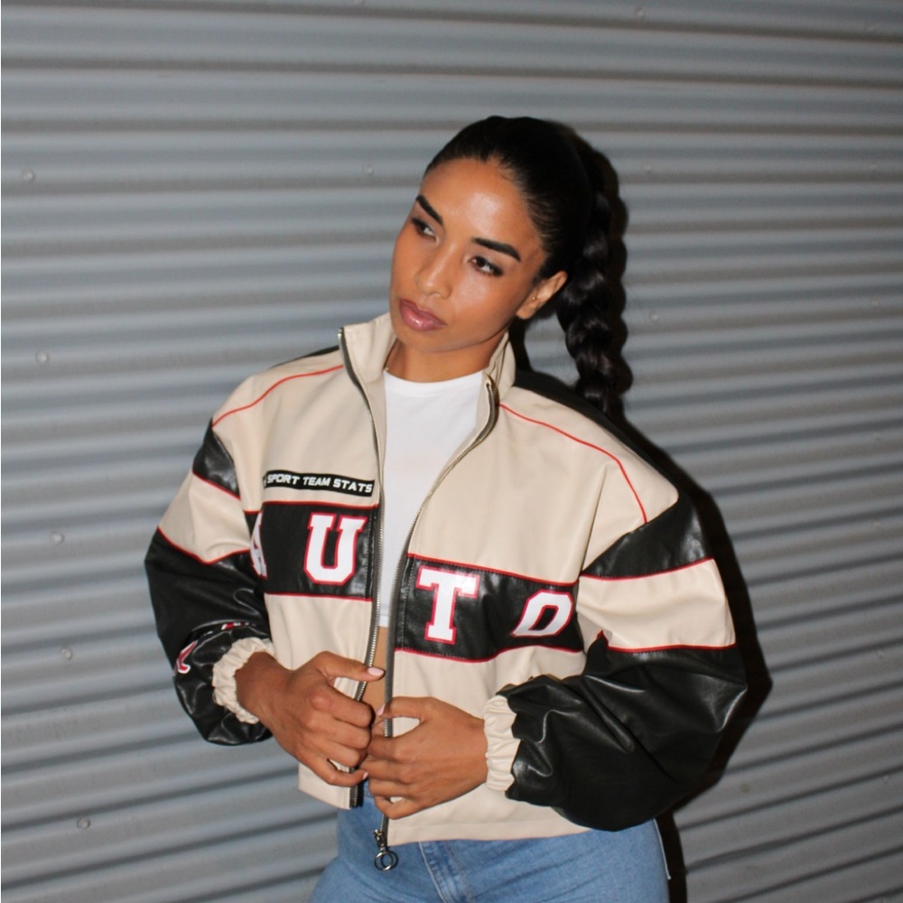 PrettyLittleThing Black and Cream Sport Jacket